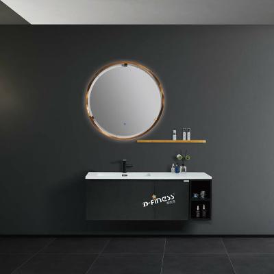 China Water Make Newest Modern Vanity Bathroom With Heavy Duty Led Mirror Cabinet Hotel Bathroom Furniture for sale