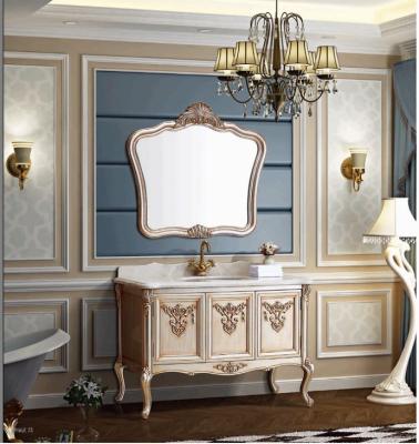 China Bathroom Furniture Marble Countertops Zero Solid Wood Classic Bathroom Cabinet H8802-2A for sale