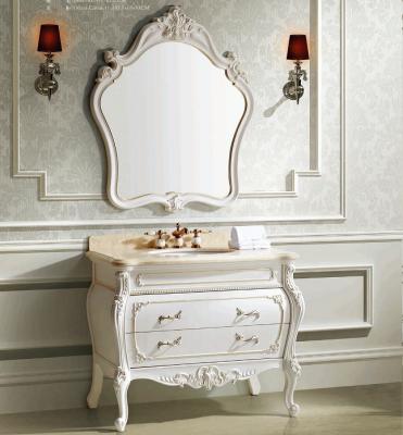 China Water Proof Antique Floor Mounted Hand Carving Vanity Bathroom Furniture Solid Wood Italian Hotel for sale