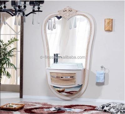 China Environmental Friendly Royal Style Bathroom Cabinet Gold Luxury With Resin Basin And Large Mirror/Vanity Bathroom Furniture for sale