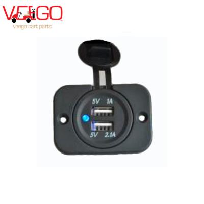 China 12V Golf Cart USB Charger USB Port USB Outlet with Bracket and Blue Indicator Light EZGO Club Car Golf Car 12V for sale