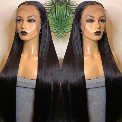 China Silky Straight Wave Human-Hair-Weave Wholesale 40 Inch Full Human Hair Lace Front Wig Bone Straight Human Hair Lace Wig for sale