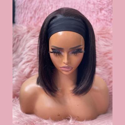 China Cheap Wholesale Straight Bob Wig Headband Wigs For Peruvian Brazilian Virgin Hair 100% Color Women for sale