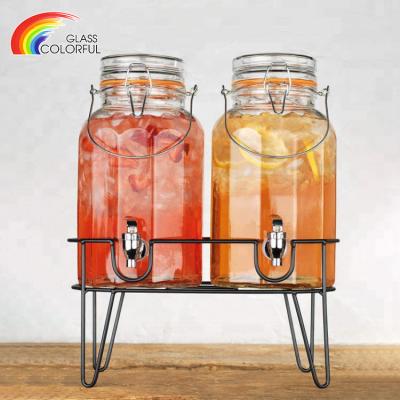 China CLASSIC Glass Storage Jar Dispenser Glass Jar With Lid And Tap for sale