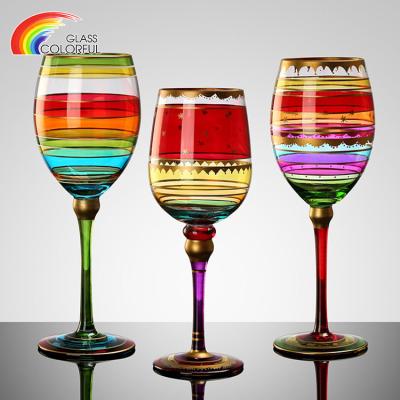 China House ; Wholesale Hand Painted Hand Painted Bar Goblet Color Wine Glass Cup Party Wedding Dinner Use for sale