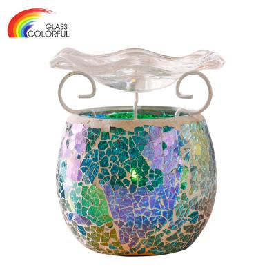 China Home Decoration Aromatherapy Candle Holder Mosaic Candle Holder Glass Lantern for sale