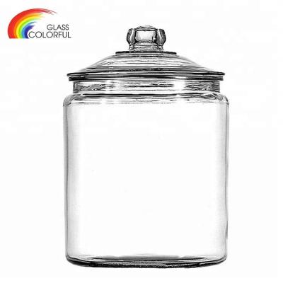 China Country Half Gallon Round Glass Storage Jar And Lids For Food Candy Storage for sale