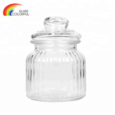 China Small Traditional Wholesale Glass Storage Jar With Glass Lid for sale