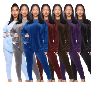 China Winter QUICK DRY clothes for women long sleeve two piece pants set velvet tracksuit for women for sale