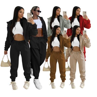 China Breathable women clothes 2022 new wear amazon jacket cashmere hoodie sports wear two-piece sweatsuit for sale