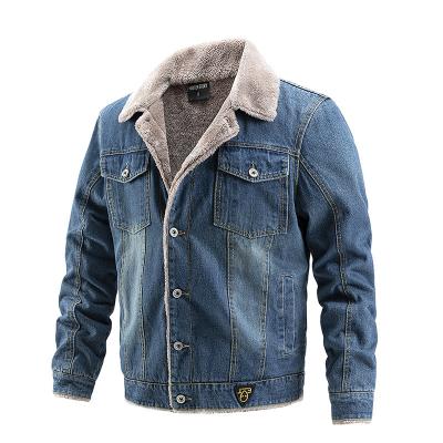 China MQY European and American Men's Fashion Denim Jacket Autumn And Winter Jacket Men's Warm Casual Workwear Velvet Plus Size Breathable for sale