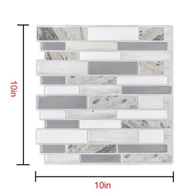 China Waterproof+ECO-Friendly+Self-adhesive Tape Waterproof Marble Look Mosaic Vinyl Peel and Stick 3D Tile Wallpaper Tile Sticker for sale