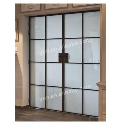 China America Modern Design Industrial Metal Frame Black Painted Exterior Commercial Steel Doors With Glass For Home for sale