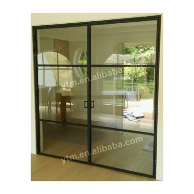 China Modern Design America Industrial Metal Frame External Commercial Prehung Steel Doors With Glass For Home for sale