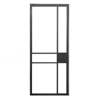 China Modern Industrial American Design Black Painted Iron Frame Exterior Steel Doors for sale