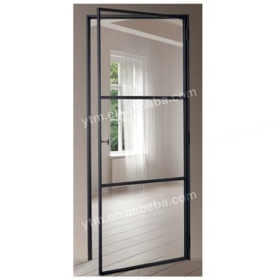 China Industrial American Design Black Painted Metal Framed Modern Security Steel Doors for sale