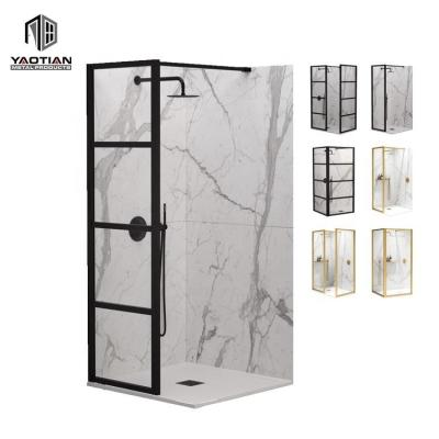 China Modern Tub Bathtub Panel Insert Black Frameless Sliding Bathroom Shower Doors for sale