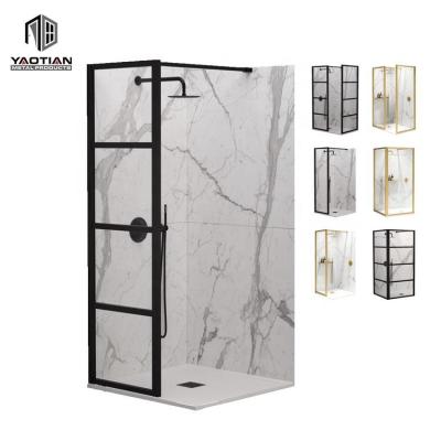 China Modern Tub Bathtub Panel Corner Black Walk In Frameless Bathroom Shower Doors for sale