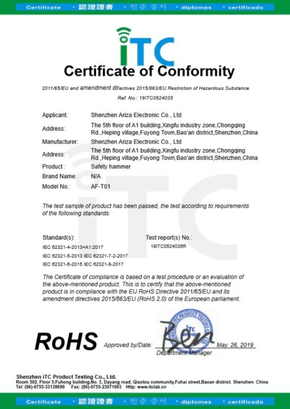 RoHS - Shenzhen Ariza Electronic Co., Ltd.