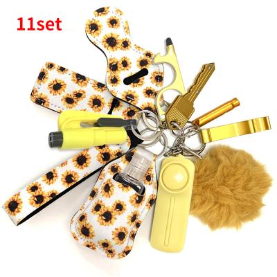 China 12pcs Fashionable Custom Mini Personal Safety Alarm Keychain Alarm Self-defense Siren Flashlight Key Chain Keychain for sale