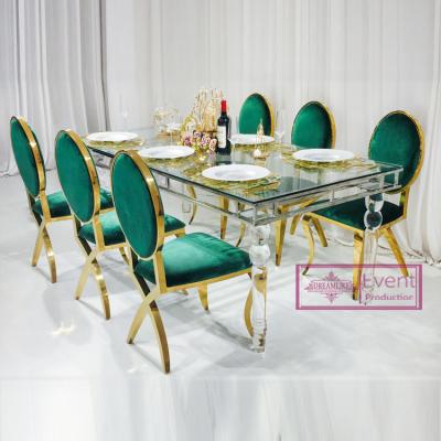 China Clear Acrylic Dining Table (Other) Factory Price Wedding Party Rectangle Cheap Adjustable Banquet Dining Table en venta