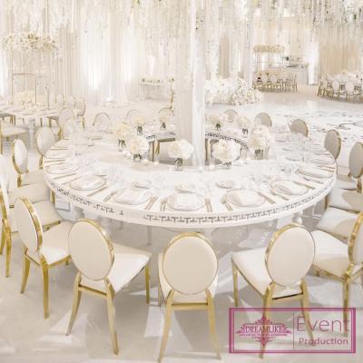 China DINING TABLE WEDDING FURNITURE Wedding banquet round metal frame table for sale zu verkaufen