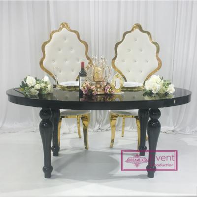 China (Other) wholesale adjustable all black oval shape banquet dining table for wedding event for sale