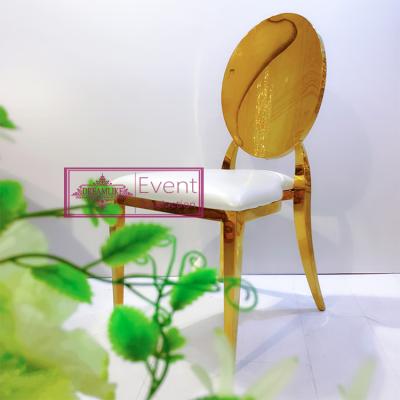 China Modern Wholesale Furniture Gold Stainless Steel Dining Chair For Wedding for sale