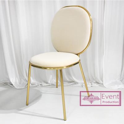 China Other Elegant Gold Stainless Steel White Back Dining Chair For Party for sale