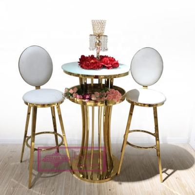 China Modern Popular Stainless Steel Frame Rose Gold High Glass Bar Tables Used Bar for sale