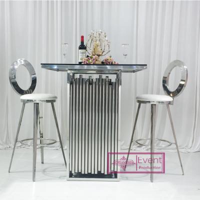 China New Arrival Silver Adjustable Mirror Glass-Metal (Other) Square Wedding Table For Banquet Event for sale