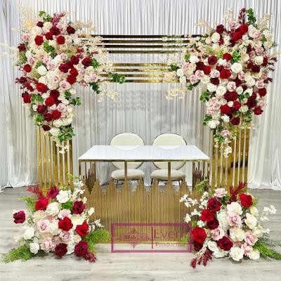 China Event / Hotel / Wedding Gold Stainless Steel Wedding Stage Decoration Design Party Backdrop for sale