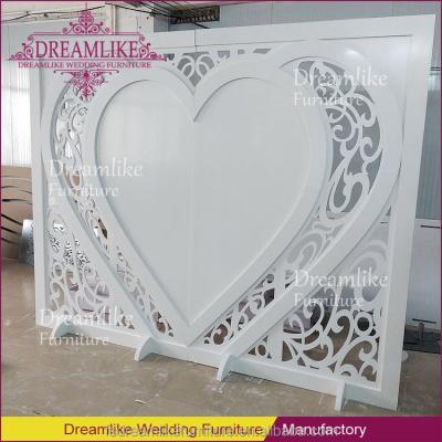 China Event / Hotel / Wedding / Banquet Two Pieces Heart Shape White Wood Base Backdrops Represents Marriage for sale