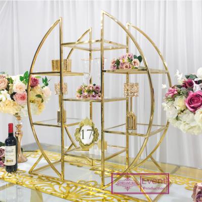 China Brand New Hotel/Home Events/Wedding Stainless Steel Gold Metal Wine Rack For Wedding Decoration for sale