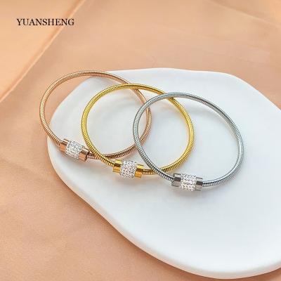 China Fashion Fine Pulseras 3 Colors Charm Love Couples Bracelet 18k Gold Filled Stainless Steel Jewelry Men Women for sale