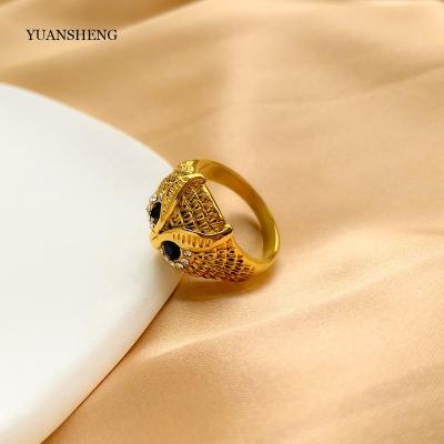 China Classic Custom Rings Custom Gold Filled Stainless Steel Jewelry Owl Zircon Wedding Rings For Accessories Women for sale