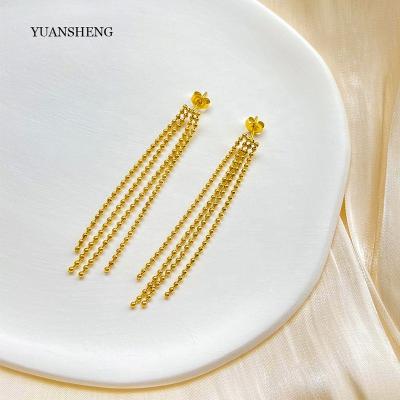 China Aretes Classic Unique Tassel Earrings Women Korean Stainless Steel 18k Gold Filled Long Jewelry Earrings for sale