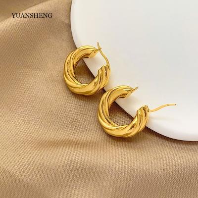 China Vintage Luxury Aretes 18k Gold Filled Jewelry CC Earrings Deep Twisted Circle Earrings Women for sale