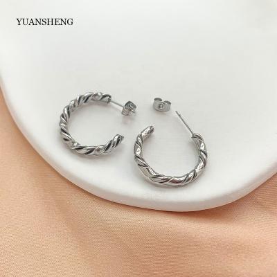 China Punk 19mm Aretes Sliver Cc Earrings Stainless Steel Jewelry Circle Earrings Accessories Women for sale