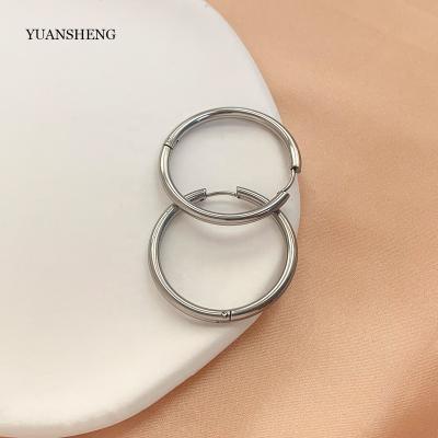 China Classic 30mm Aretes Sliver cc Earrings Fine Stainless Steel Jewelry Hoop Earrings Accessories Women for sale