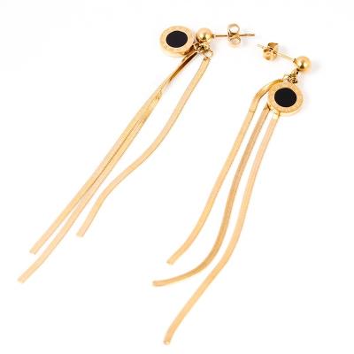 China 2022 Classic Fashion Jewelry Gold Plated Tassel Charm Earrings Stainless Steel Hoop Earrings Women for sale