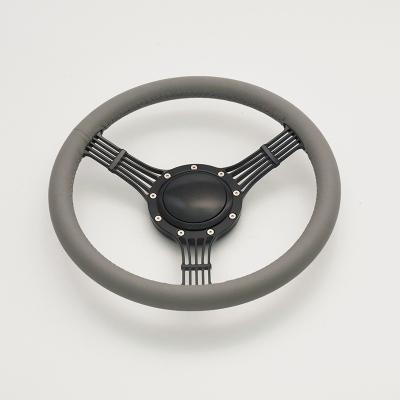 China Billet Aluminum / Leather New China Design 395mm Full Leather CNC Steering Wheel For Aftermarket Car for sale