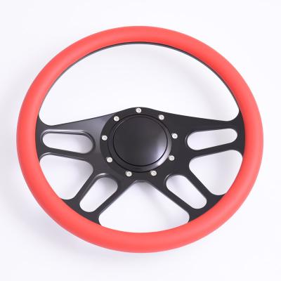 China Billet Aluminum / Leather Racing 14 Inch Billet Sport Drift Car Steering Wheel for sale