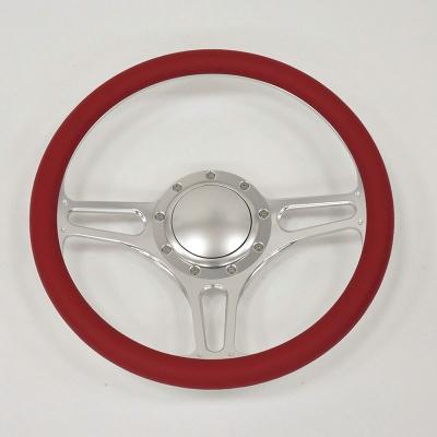 China Billet Aluminum / Leather Factory Made 14inch Volante Steering Wheel With Horn Button for sale