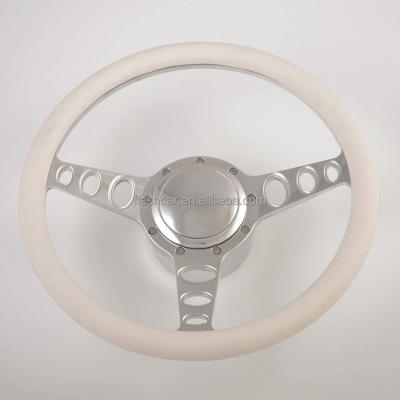 China HOT ROD China 355mm Billet Polished Steering Wheel Kit Horn Button & Adapter for sale