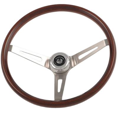 China The New China China-Chic 15 Inch Factory Supply Aluminum Classic Wooden Steering Wheel for sale