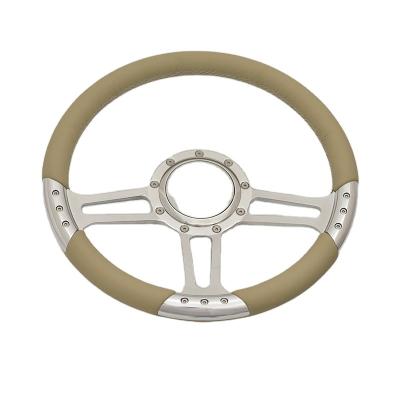 China beach & Holiday New China Design CNC 350mm Polished Full Leather Steering Wheel for sale