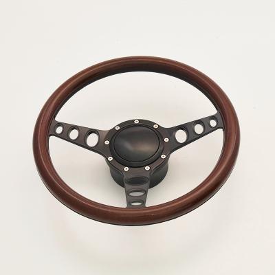 China Canton 15.5 Inch Full Leather Car Accessories Aluminum Leather CNC Steering Wheel for sale