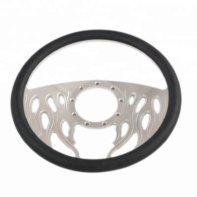 China Classic Car 9 Bolt Hub China Factory Flames 14 Inch Polished Full Billet Wrap Steering Wheel For Hot Rod for sale