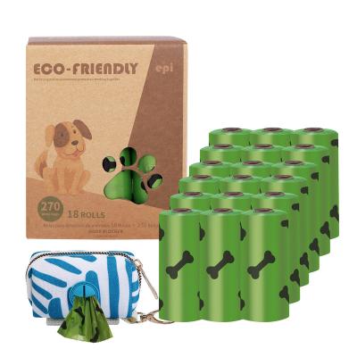 China Custom Logo Stocked 100% Eco Recycle Waste Green Biodegradable Pet Dog Biodegradable Poop Bag With Bag for sale